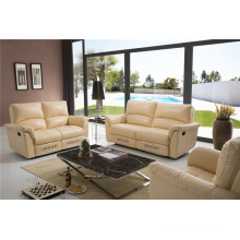 Beige Color with Manual Recliner on Both Side Sofas